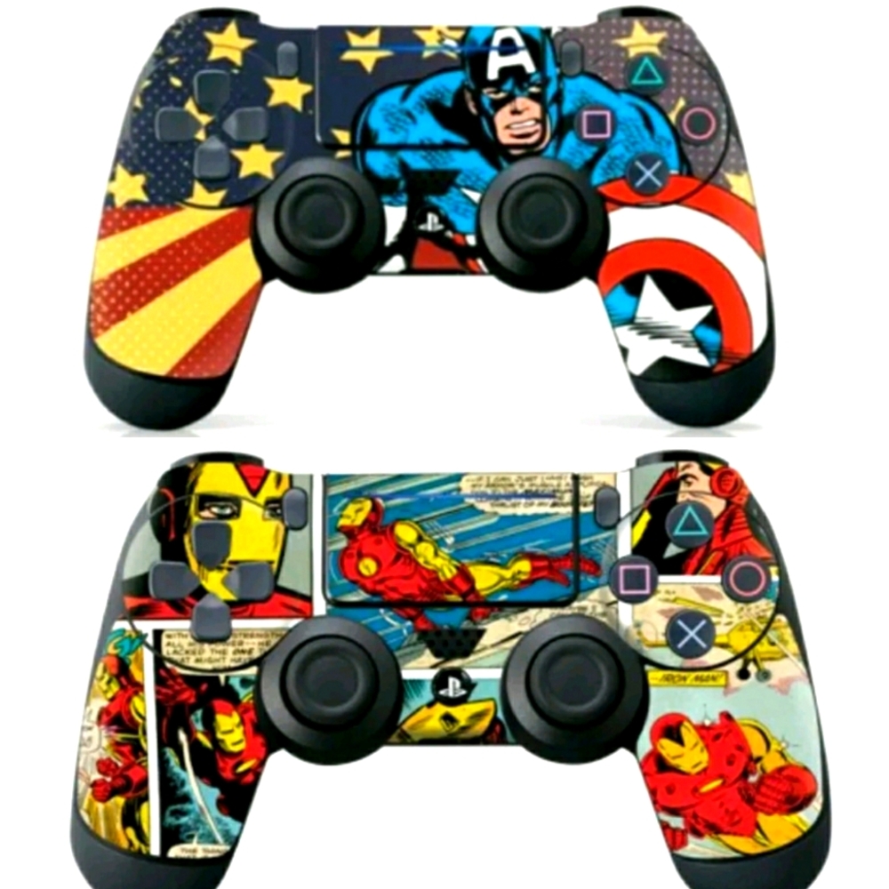 Marvel Comics PS4 IRON MAN & CAPTAIN AMERICA Controller Gear Skin CLASSIC COMIC